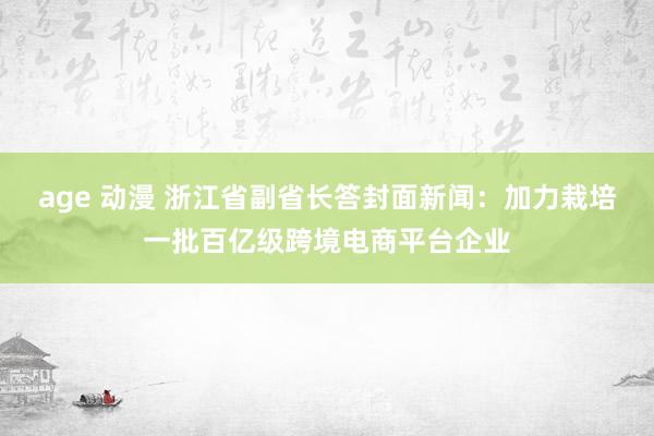 age 动漫 浙江省副省长答封面新闻：加力栽培一批百亿级跨境电商平台企业