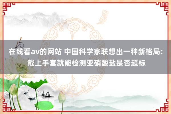 在线看av的网站 中国科学家联想出一种新格局: 戴上手套就能检测亚硝酸盐是否超标