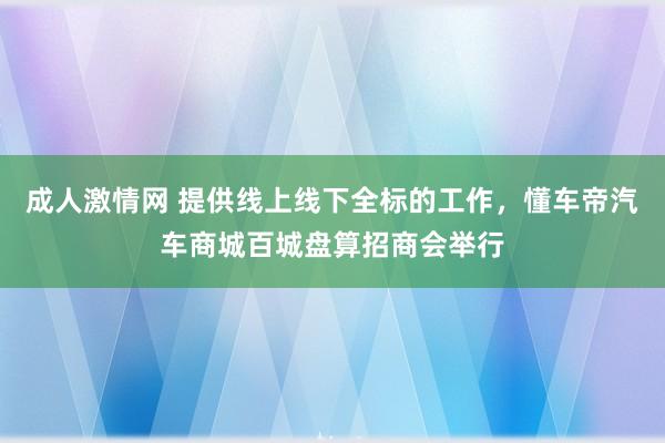 成人激情网 提供线上线下全标的工作，懂车帝汽车商城百城盘算招商会举行