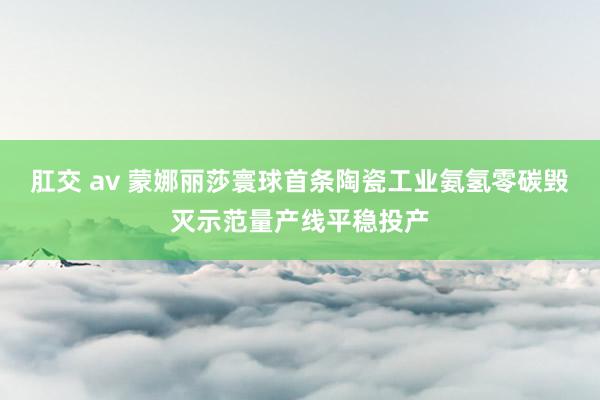 肛交 av 蒙娜丽莎寰球首条陶瓷工业氨氢零碳毁灭示范量产线平稳投产