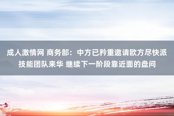 成人激情网 商务部：中方已矜重邀请欧方尽快派技能团队来华 继续下一阶段靠近面的盘问