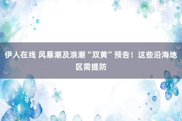 伊人在线 风暴潮及浪潮“双黄”预告！这些沿海地区需提防