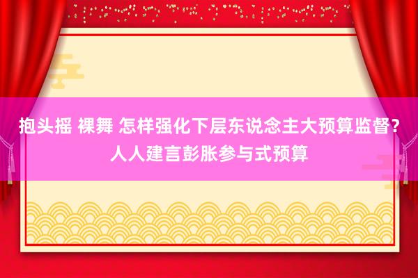 抱头摇 裸舞 怎样强化下层东说念主大预算监督？人人建言彭胀参与式预算