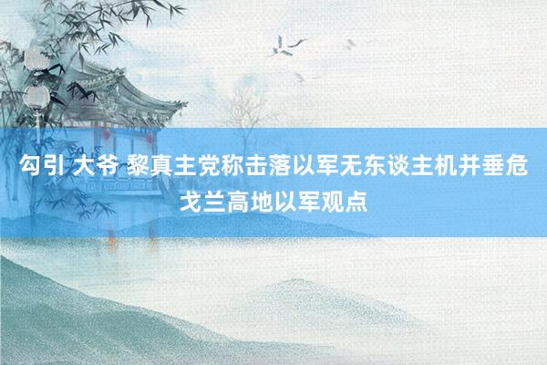 勾引 大爷 黎真主党称击落以军无东谈主机并垂危戈兰高地以军观点