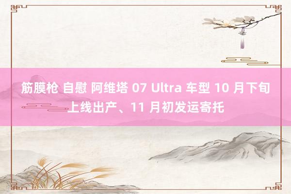 筋膜枪 自慰 阿维塔 07 Ultra 车型 10 月下旬上线出产、11 月初发运寄托