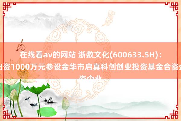 在线看av的网站 浙数文化(600633.SH)：拟出资1000万元参设金华市启真科创创业投资基金合资企业