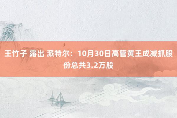 王竹子 露出 派特尔：10月30日高管黄王成减抓股份总共3.2万股