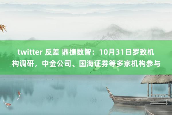 twitter 反差 鼎捷数智：10月31日罗致机构调研，中金公司、国海证券等多家机构参与