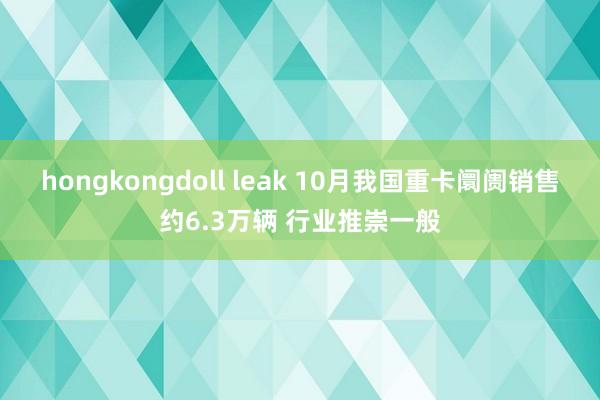 hongkongdoll leak 10月我国重卡阛阓销售约6.3万辆 行业推崇一般