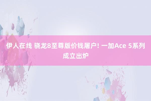 伊人在线 骁龙8至尊版价钱屠户! 一加Ace 5系列成立出炉