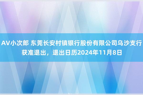 AV小次郎 东莞长安村镇银行股份有限公司乌沙支行获准退出，退出日历2024年11月8日