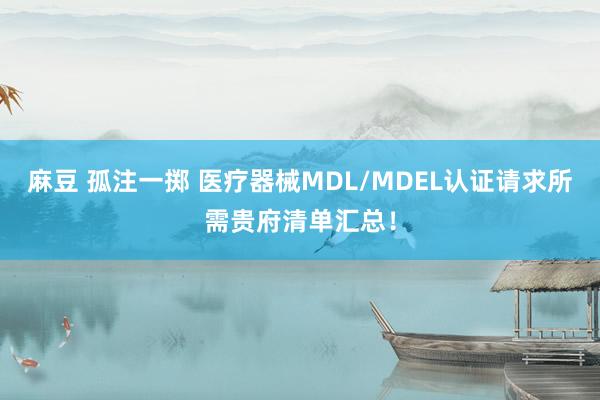 麻豆 孤注一掷 医疗器械MDL/MDEL认证请求所需贵府清单汇总！