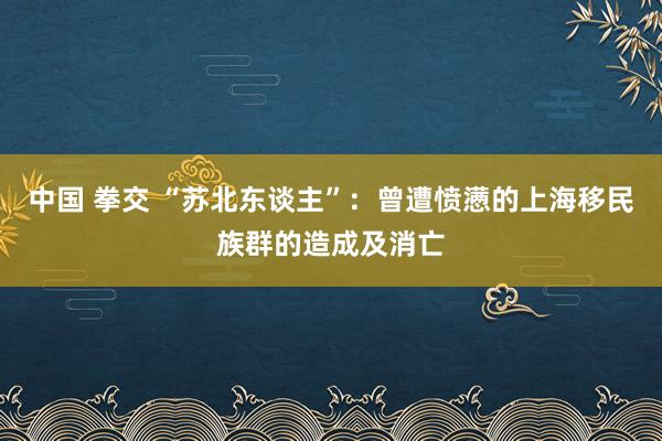 中国 拳交 “苏北东谈主”：曾遭愤懑的上海移民族群的造成及消亡