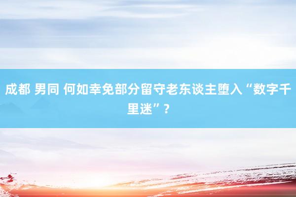 成都 男同 何如幸免部分留守老东谈主堕入“数字千里迷”？