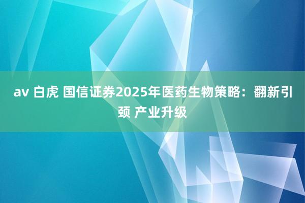 av 白虎 国信证券2025年医药生物策略：翻新引颈 产业升级