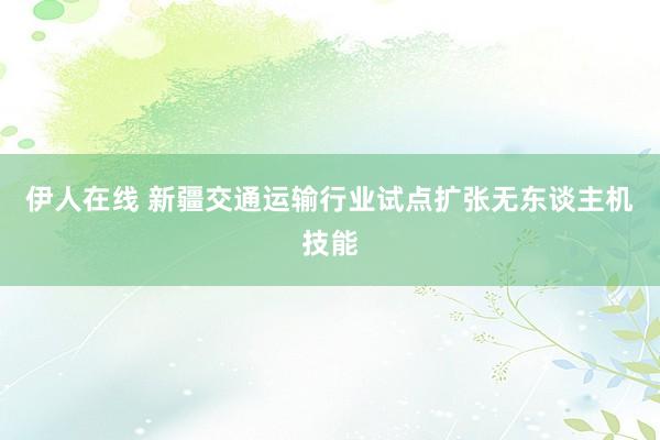 伊人在线 新疆交通运输行业试点扩张无东谈主机技能