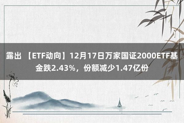 露出 【ETF动向】12月17日万家国证2000ETF基金跌2.43%，份额减少1.47亿份