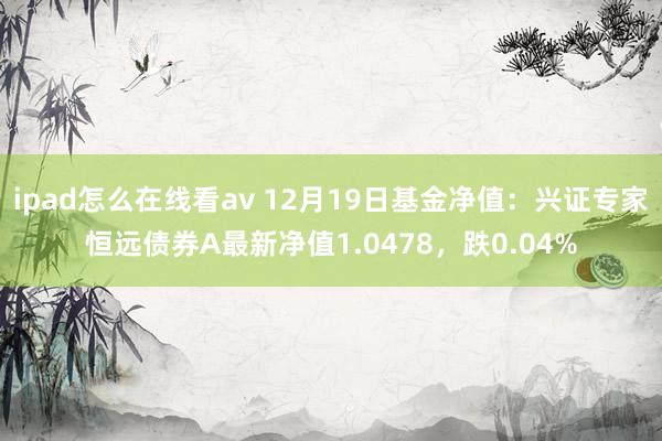 ipad怎么在线看av 12月19日基金净值：兴证专家恒远债券A最新净值1.0478，跌0.04%