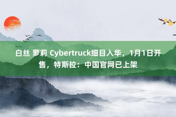 白丝 萝莉 Cybertruck细目入华，1月1日开售，特斯拉：中国官网已上架