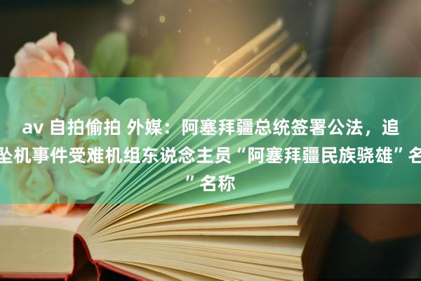 av 自拍偷拍 外媒：阿塞拜疆总统签署公法，追授坠机事件受难机组东说念主员“阿塞拜疆民族骁雄”名称