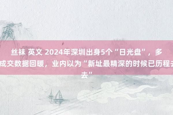 丝袜 英文 2024年深圳出身5个“日光盘”，多项成交数据回暖，业内以为“新址最精深的时候已历程去”