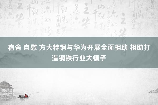 宿舍 自慰 方大特钢与华为开展全面相助 相助打造钢铁行业大模子