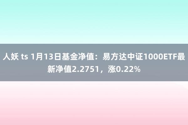 人妖 ts 1月13日基金净值：易方达中证1000ETF最新净值2.2751，涨0.22%