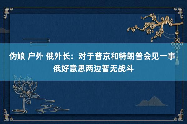 伪娘 户外 俄外长：对于普京和特朗普会见一事 俄好意思两边暂无战斗